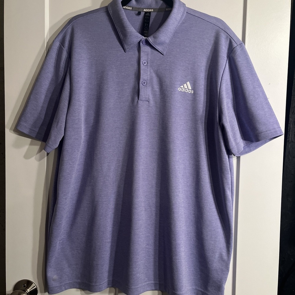 Adidas Mens Golf Performance Polo Shirt Purple XL Heathered Short Sleeve